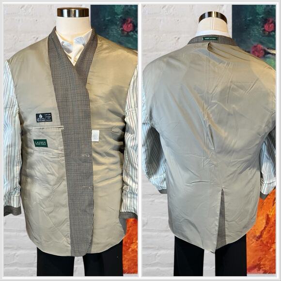 Ralph Lauren LRL Mens 52R Brown Houndstooth Casual Blazer Sport Coat - Picture 7 of 15